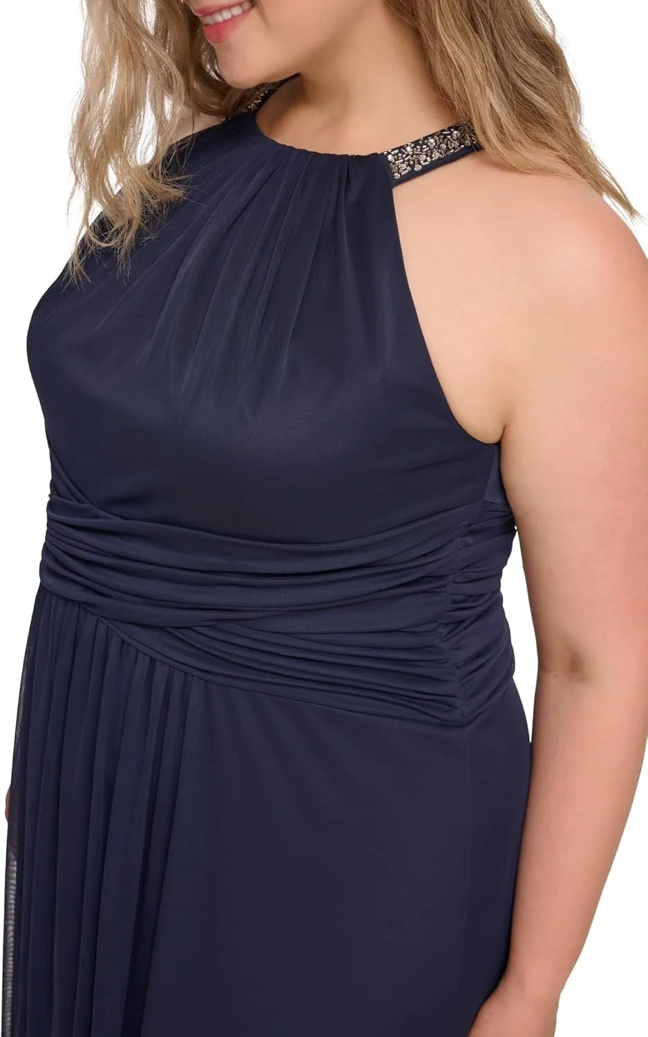 Jessica Howard Women's Sleeveless Halter Neck Maxi Gown – Special Occasion Dress
