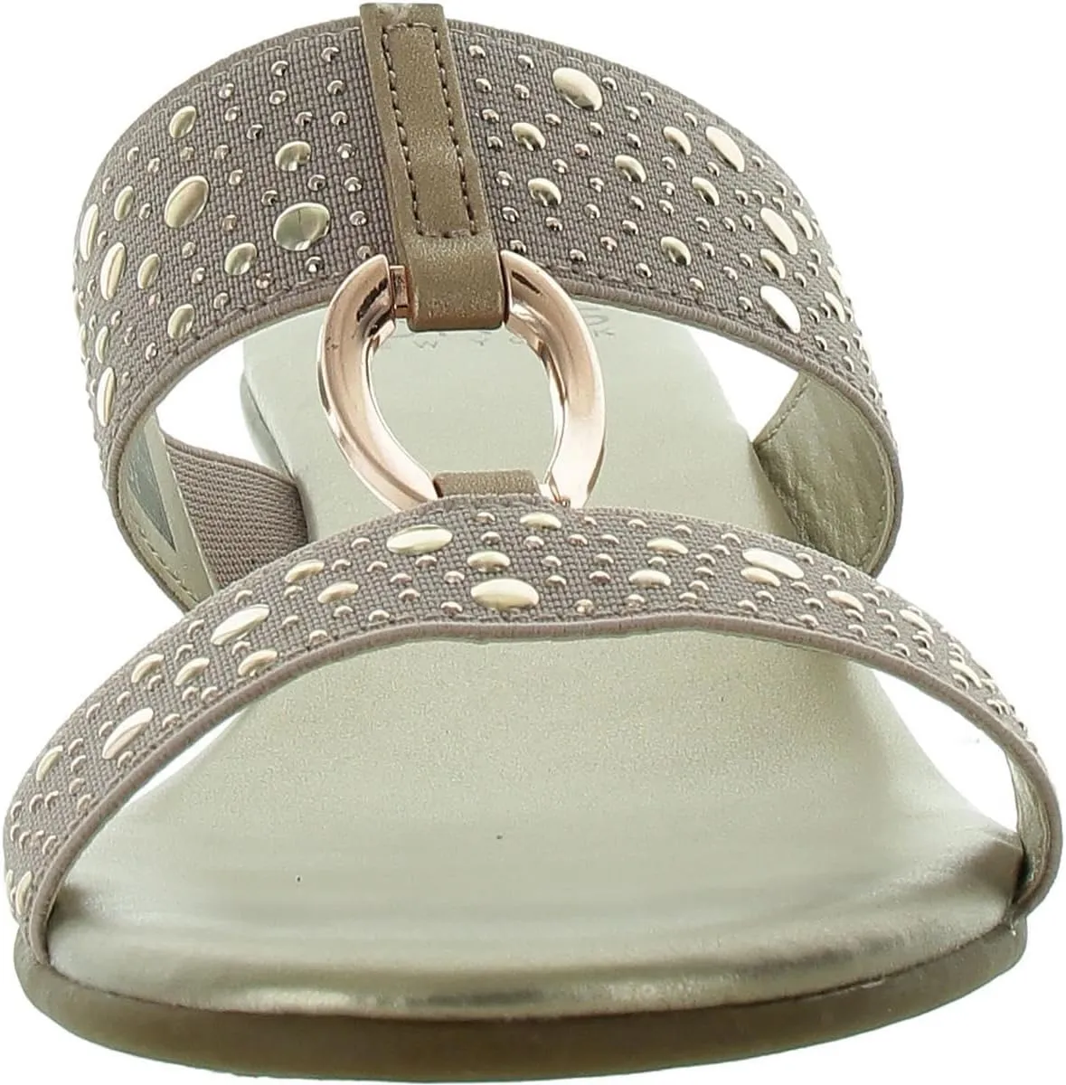 Jones New York Womens Eanna Faux Leather Rhinestone Slide Sandals