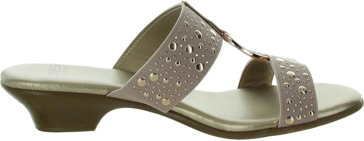 Jones New York Womens Eanna Faux Leather Rhinestone Slide Sandals
