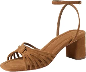 JORISTIMO Women's Bow Knot Heeled Sandals Raffia Espadrilles Open Square Toe Block Slingback Adjustable Ankle Strap Chunky Heels