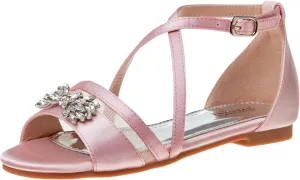 Josmo Girls Sandal Flats Dress Pumps - Kids Slip On Open Toe Strappy Sandal (Little Kid - Big Kid)