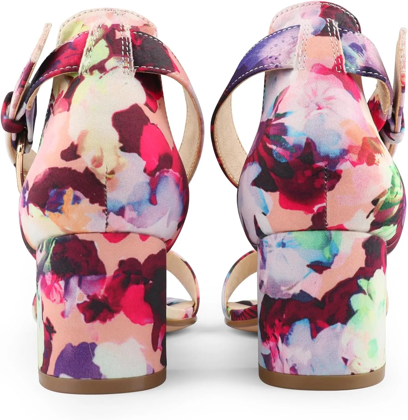 JOY IN LOVE Women's Chunky Low Heels Ankle Strap Open Toe Block Heel Sandals