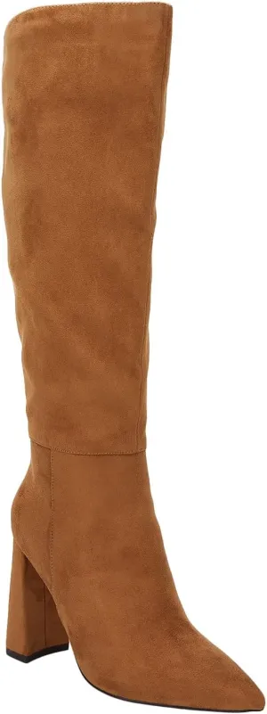 Juliet Holy Womens Pointed Toe Knee-high Boot Wide Calf Chunky Block Side Zipper Go-go Boots
