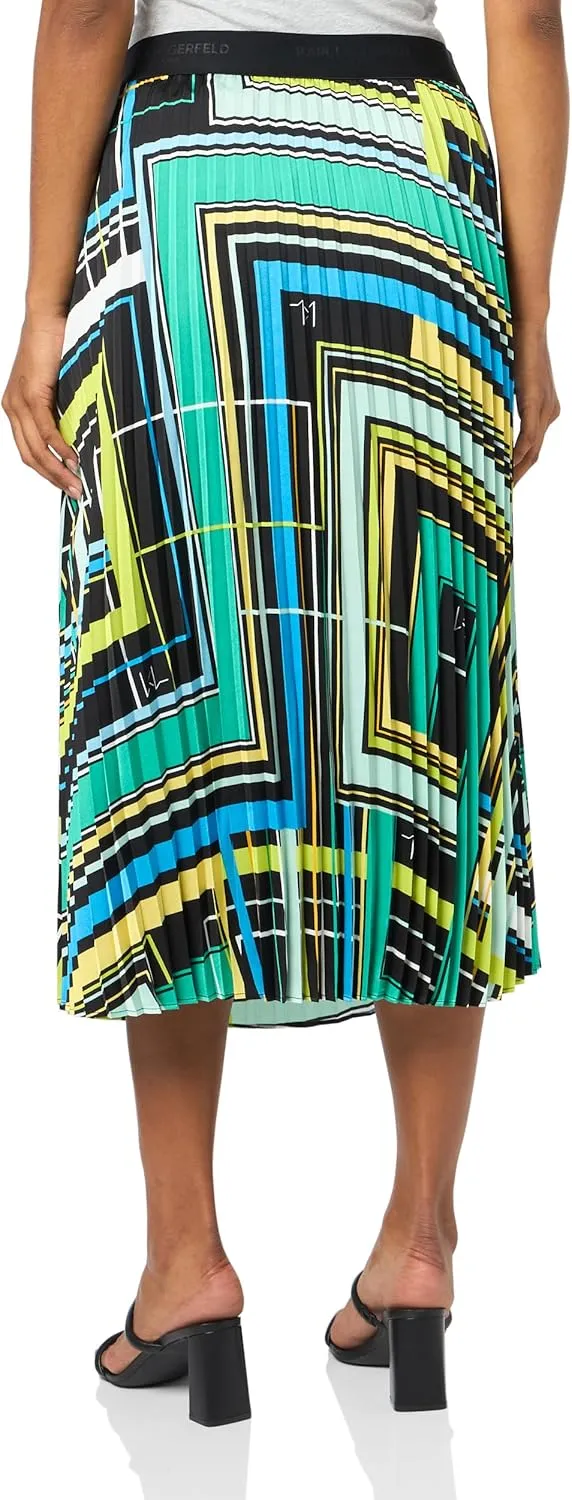 Karl Lagerfeld Paris Women's Roadmap Printed Pleated Skirt