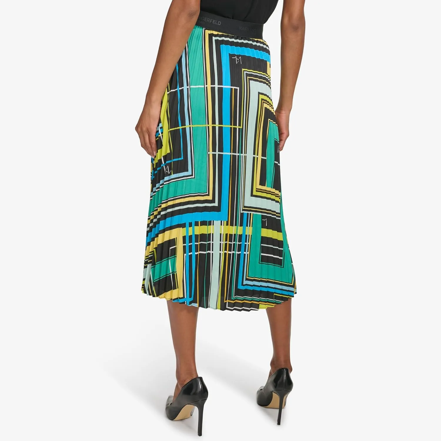 Karl Lagerfeld Paris Women's Roadmap Printed Pleated Skirt