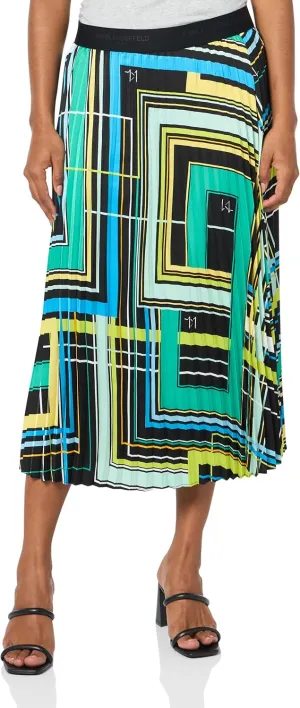 Karl Lagerfeld Paris Women's Roadmap Printed Pleated Skirt