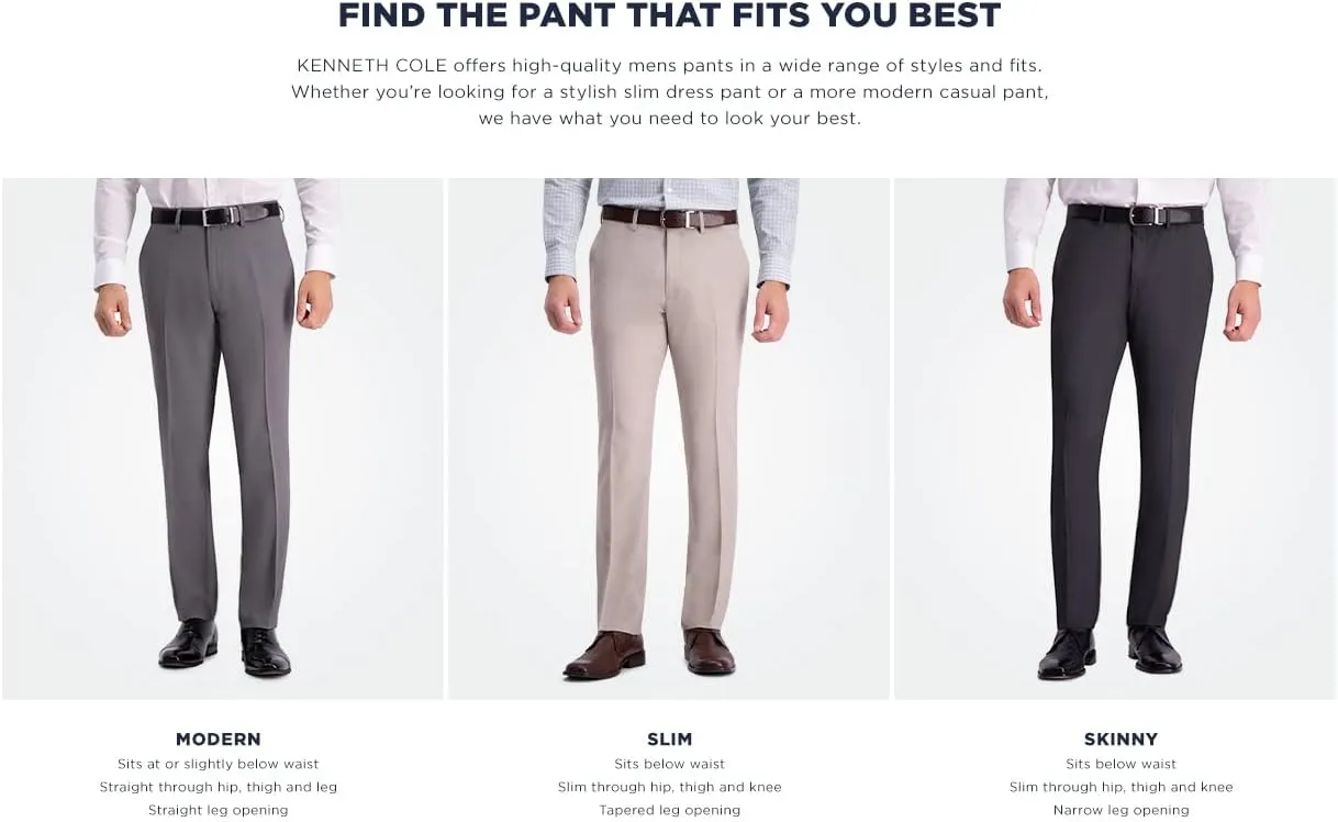 Kenneth Cole REACTION Men's Solid Performance Slim Fit Dress Pant