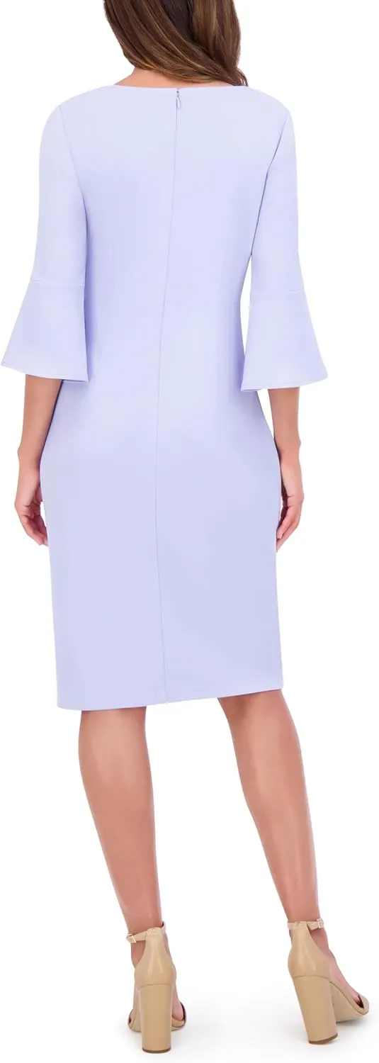 kensie Women's Belle Sleeve Scuba Crepe Midi Dress