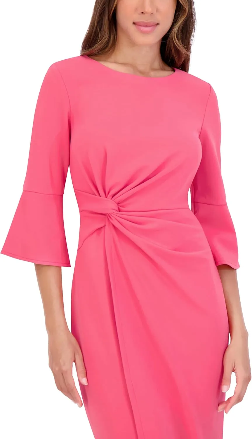 kensie Women's Belle Sleeve Scuba Crepe Midi Dress