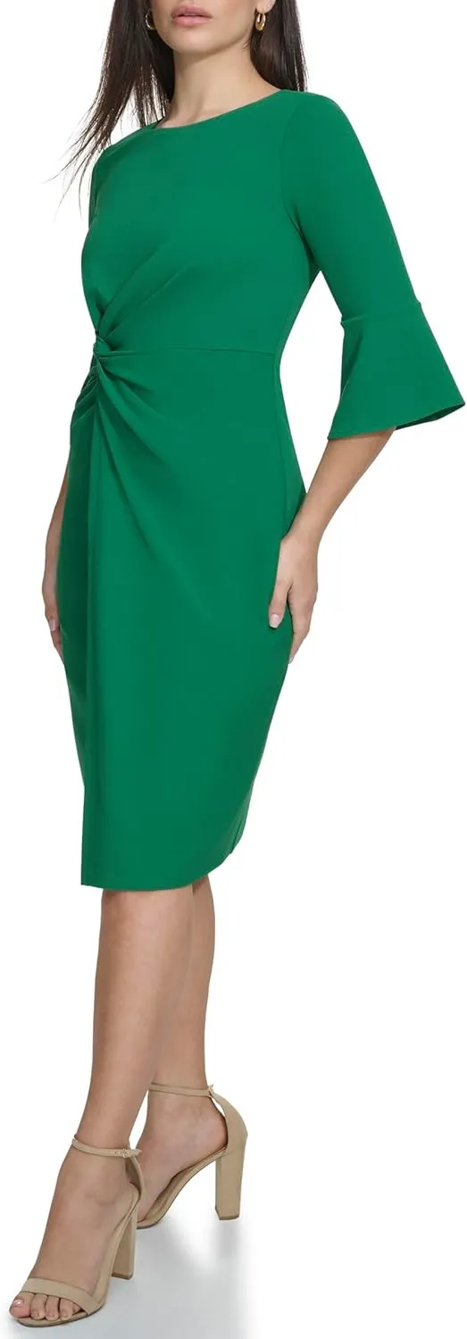 kensie Women's Belle Sleeve Scuba Crepe Midi Dress