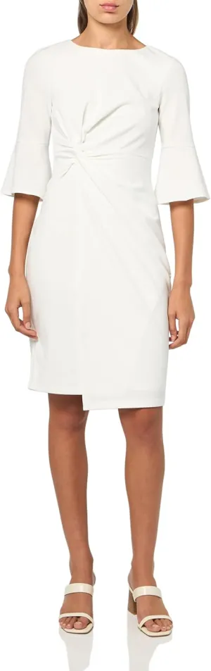 kensie Women's Belle Sleeve Scuba Crepe Midi Dress