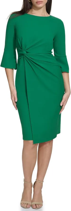 kensie Women's Belle Sleeve Scuba Crepe Midi Dress