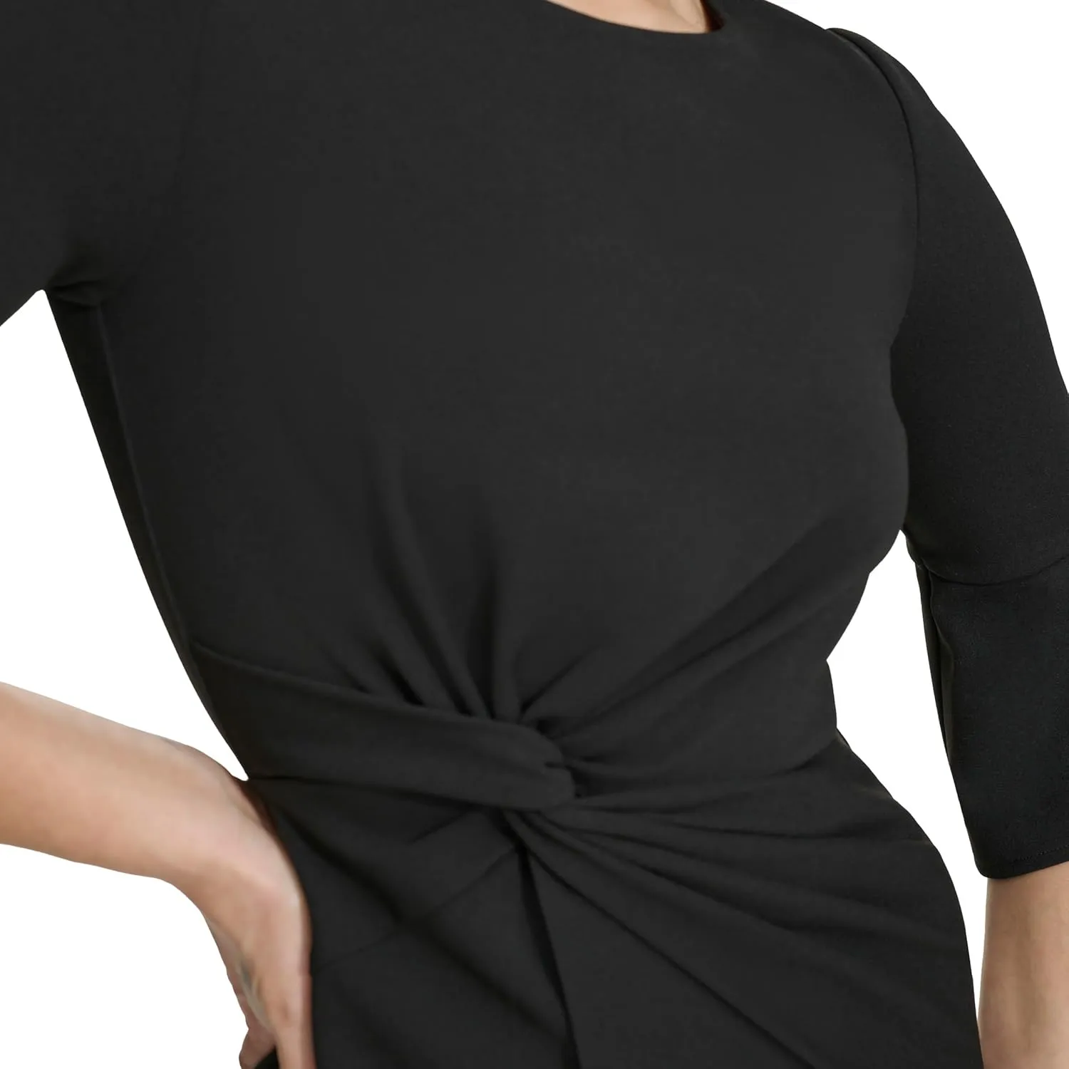 kensie Women's Belle Sleeve Scuba Crepe Midi Dress