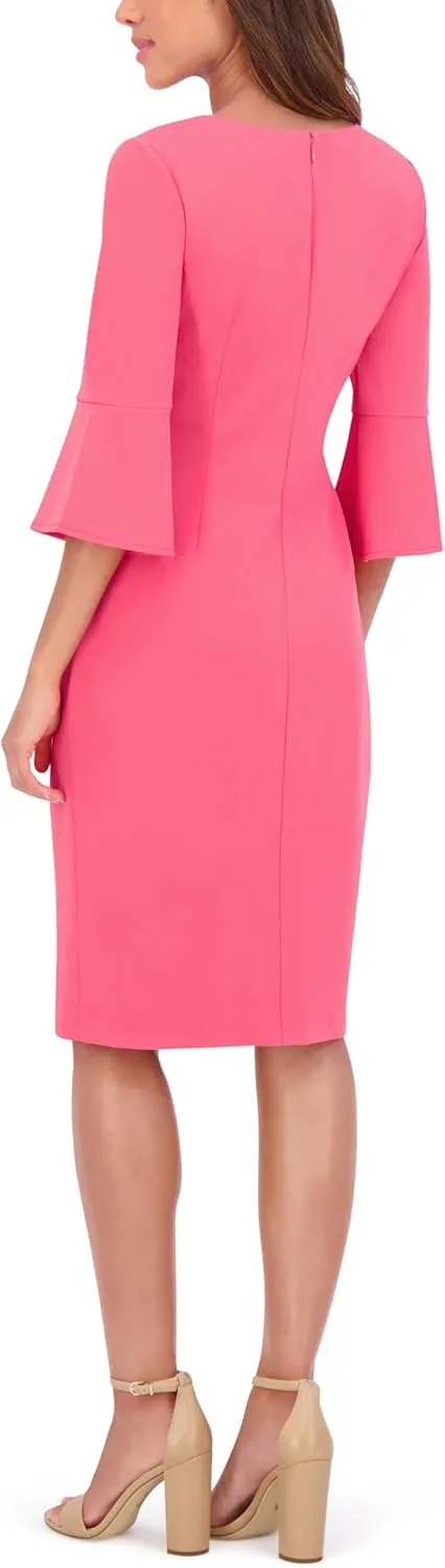 kensie Women's Belle Sleeve Scuba Crepe Midi Dress