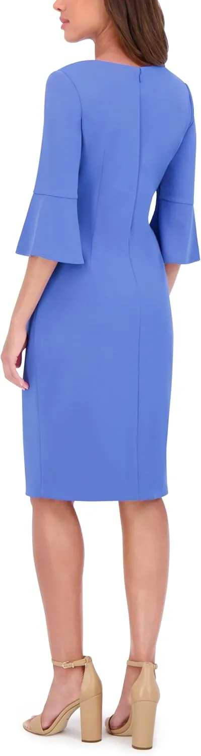 kensie Women's Belle Sleeve Scuba Crepe Midi Dress
