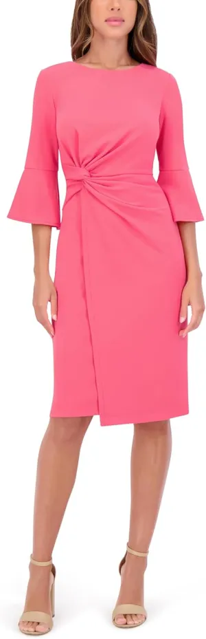 kensie Women's Belle Sleeve Scuba Crepe Midi Dress