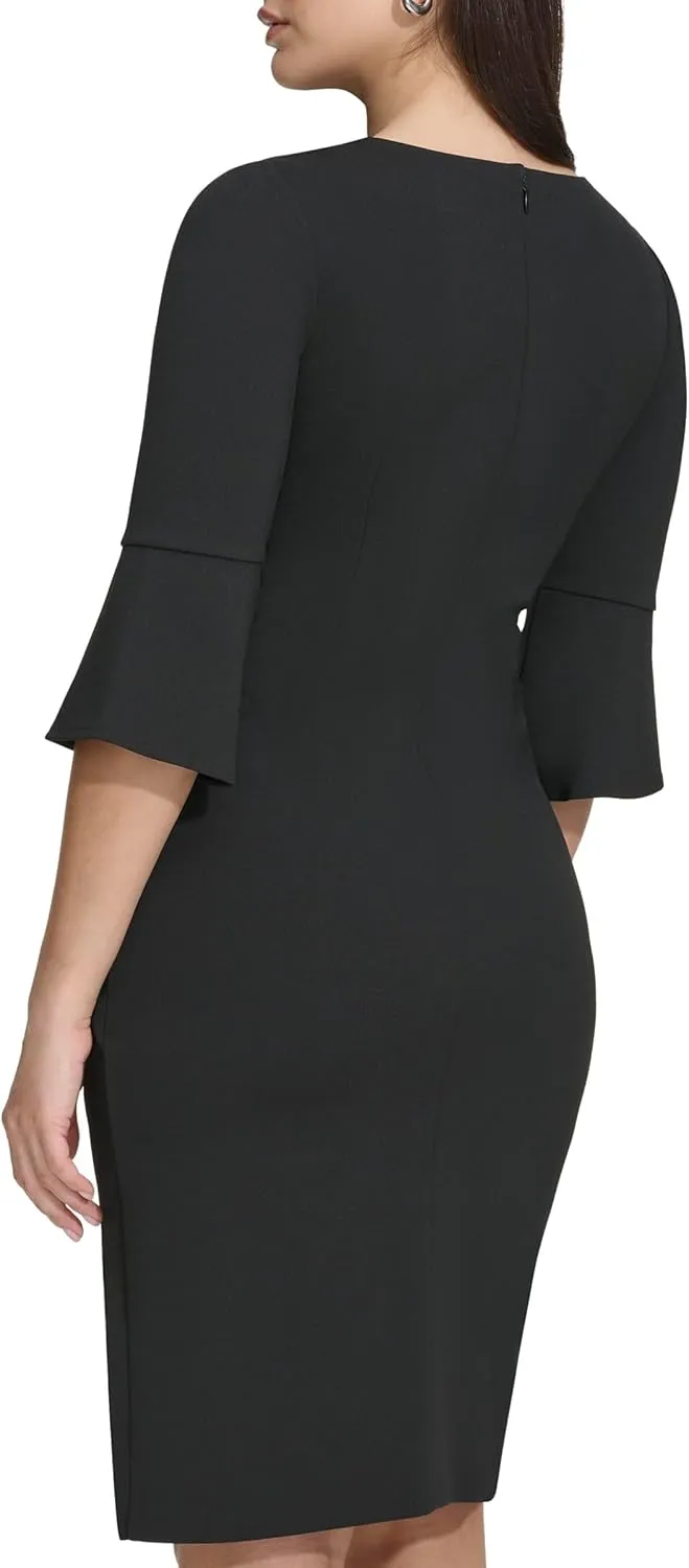 kensie Women's Belle Sleeve Scuba Crepe Midi Dress
