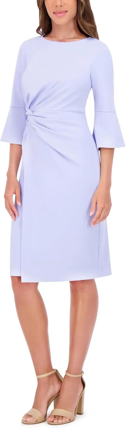 kensie Women's Belle Sleeve Scuba Crepe Midi Dress