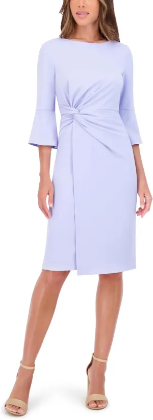 kensie Women's Belle Sleeve Scuba Crepe Midi Dress