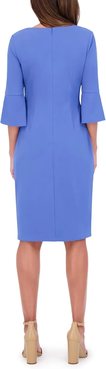 kensie Women's Belle Sleeve Scuba Crepe Midi Dress