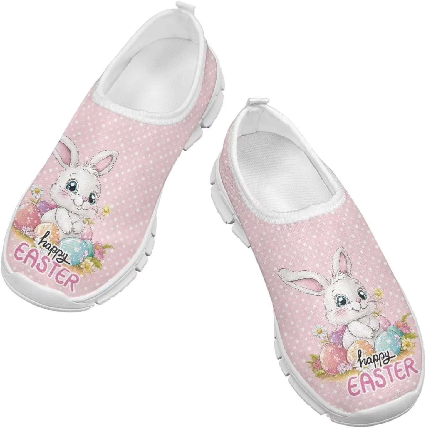 Kids Easter Shoes Funny Print Girls School Slip On Shoes for Holiday Present