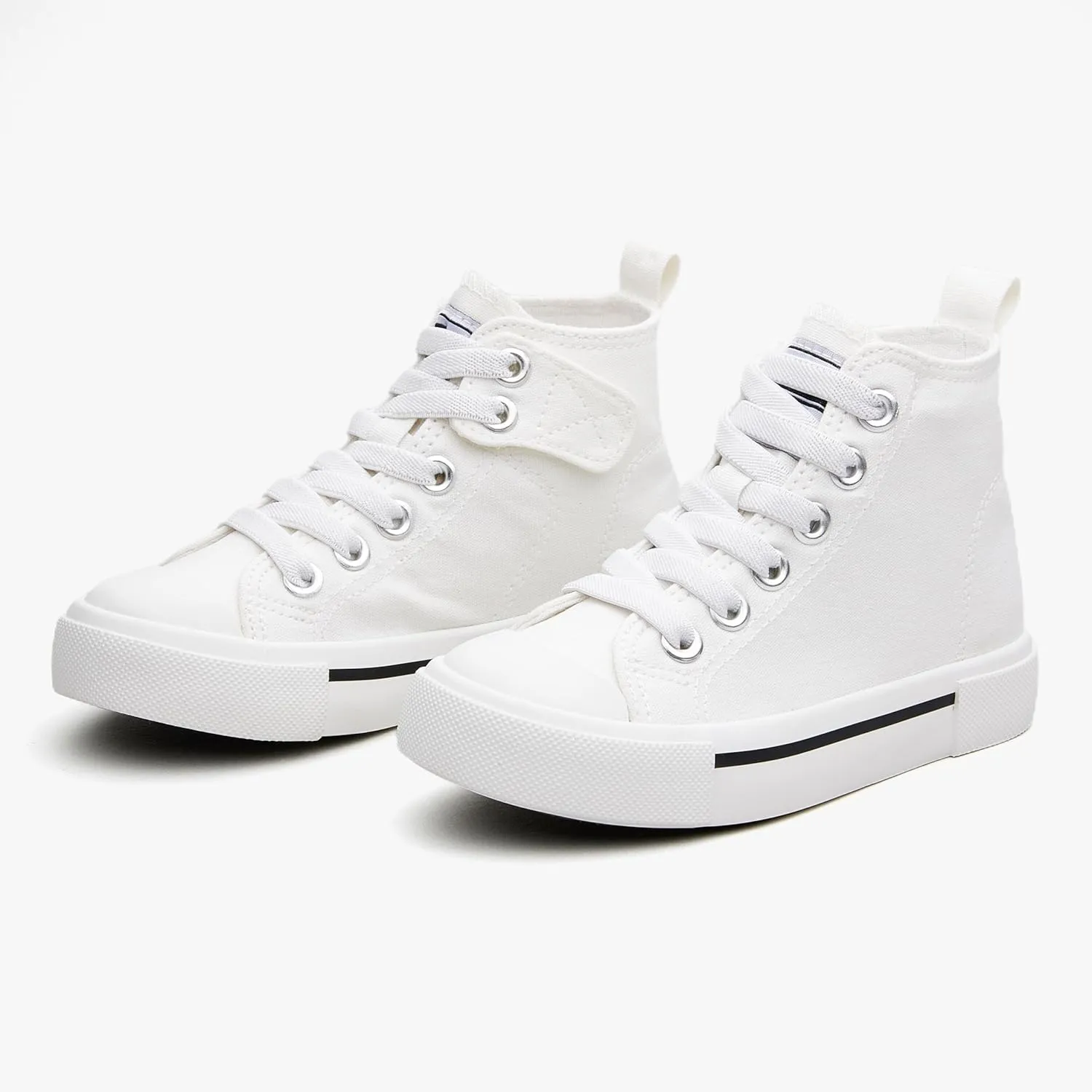 Kids High-Top Slip-On Sneakers Comfortable Canvas Shoes with Hook Loop Closure for Boys and Girls