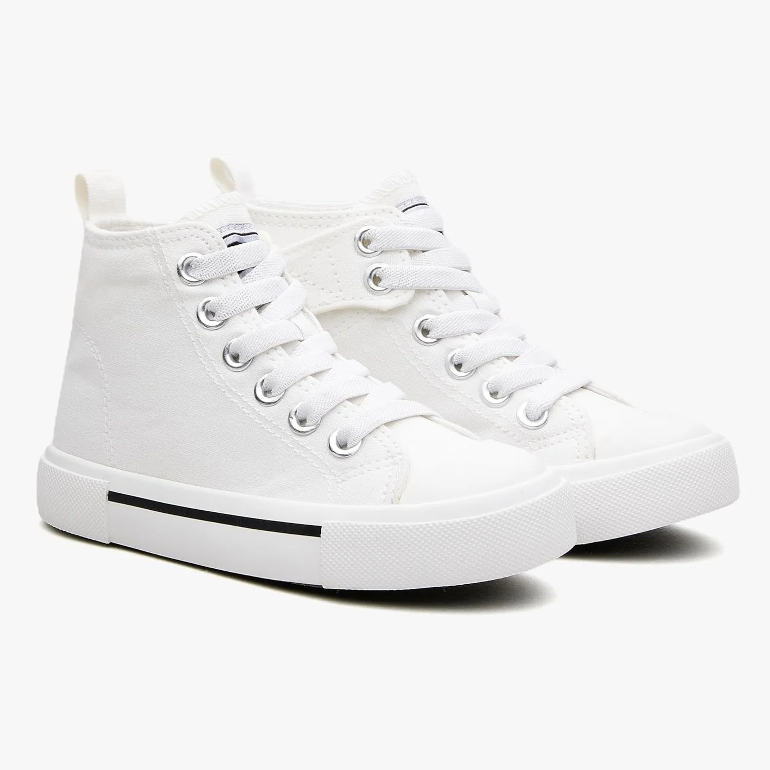 Kids High-Top Slip-On Sneakers Comfortable Canvas Shoes with Hook Loop Closure for Boys and Girls