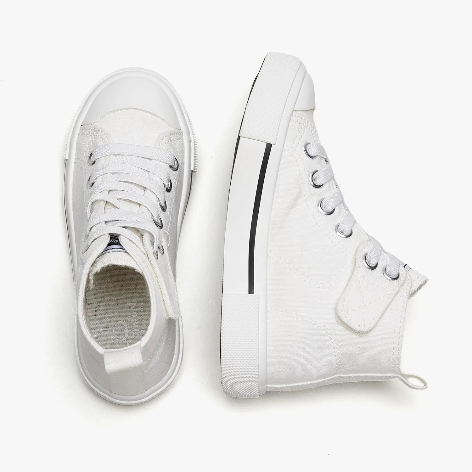 Kids High-Top Slip-On Sneakers Comfortable Canvas Shoes with Hook Loop Closure for Boys and Girls