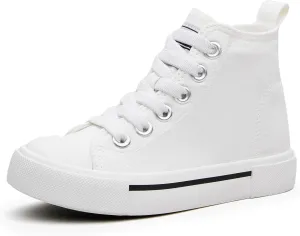 Kids High-Top Slip-On Sneakers Comfortable Canvas Shoes with Hook Loop Closure for Boys and Girls