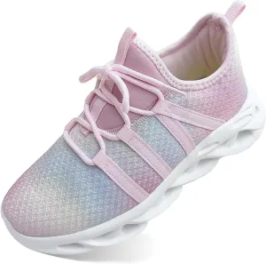 Kids Outdoor Running Shoes, Boys Non-Slip Mesh Lightweight Walking Sneakers, Girls Athletic Sports Tennis Shoes