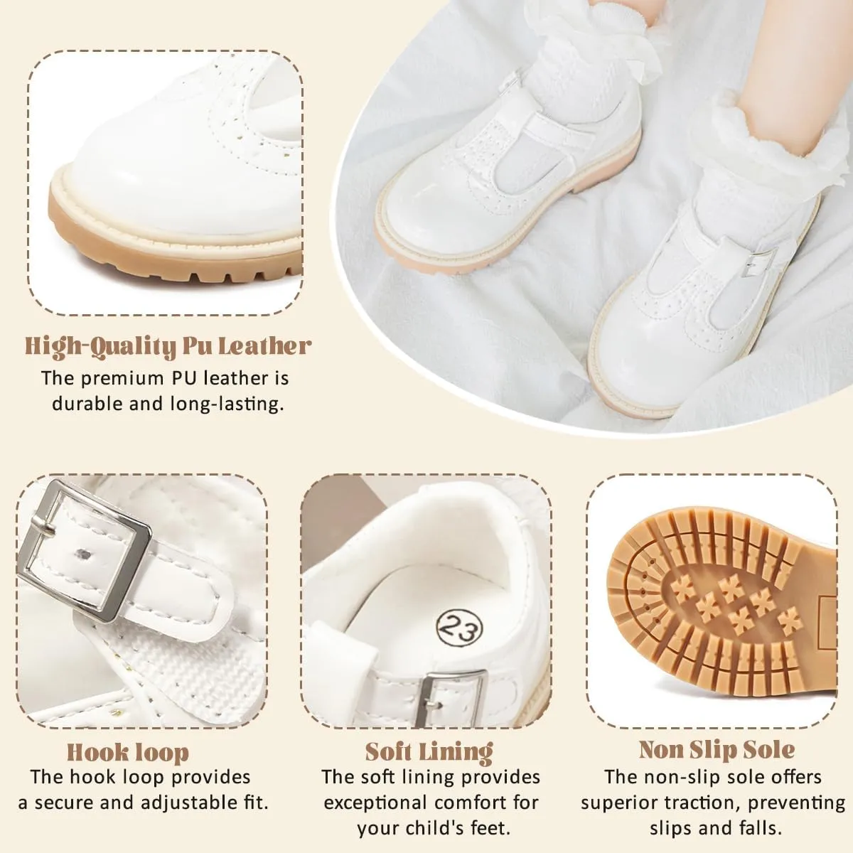 KIDSUN Toddler Girls Dress Shoes Mary Jane Flats Bow Princess Ballerina Wedding Party Back to School Shoes for Kids