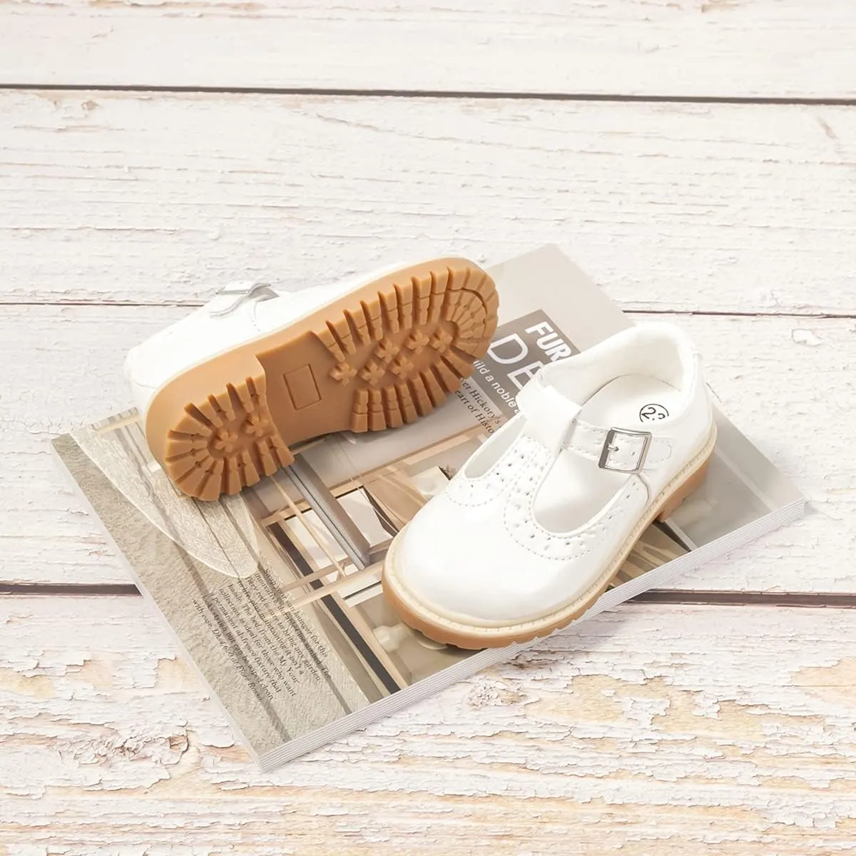 KIDSUN Toddler Girls Dress Shoes Mary Jane Flats Bow Princess Ballerina Wedding Party Back to School Shoes for Kids