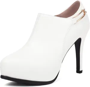 KISSASA Womens Pointed Toe Faux Leather High Heel Stiletto Side Zip Pointy Ankle Boots