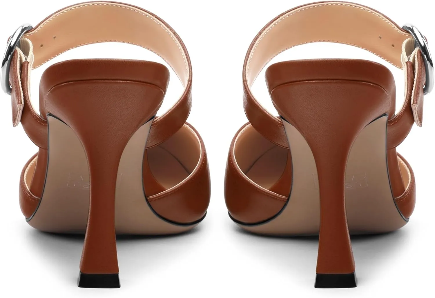 Kitten Heels Mules for Women - Pointed Toe Single-Strap with Round Buckle Slip-on Sandals Womens Party Wedding Pumps Stiletto