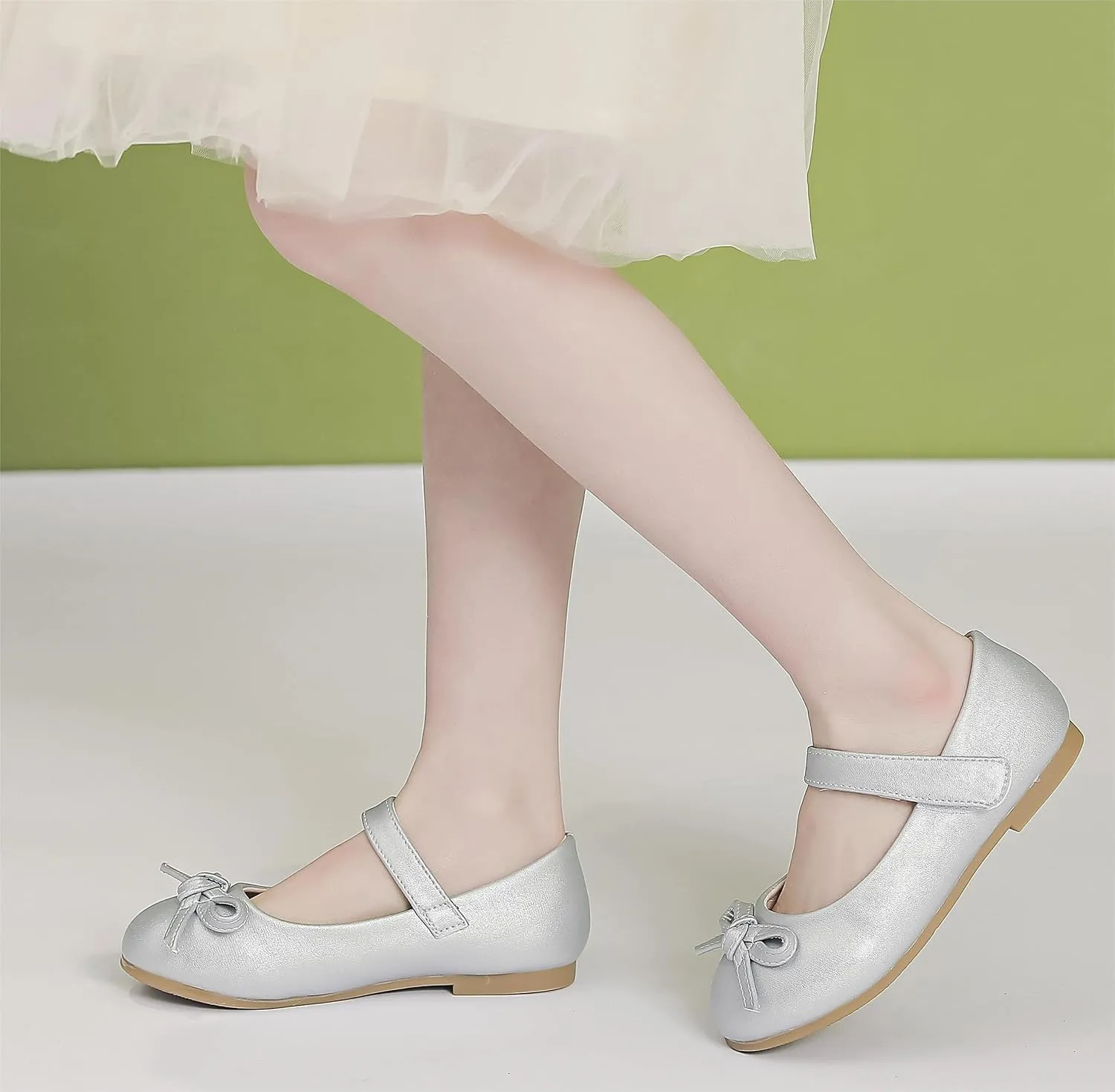 kkdom Girl's Dress Shoes Cute Bow Mary Jane Ballet Flats School Shoes for Toddler/Little Kid/Big Kid
