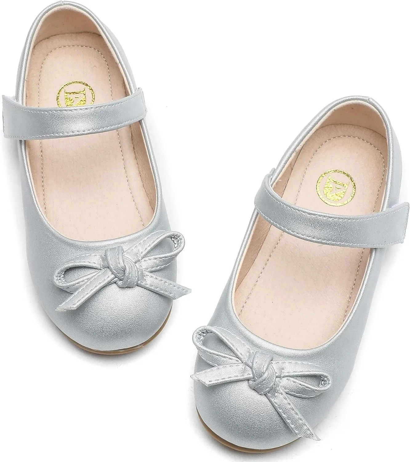 kkdom Girl's Dress Shoes Cute Bow Mary Jane Ballet Flats School Shoes for Toddler/Little Kid/Big Kid