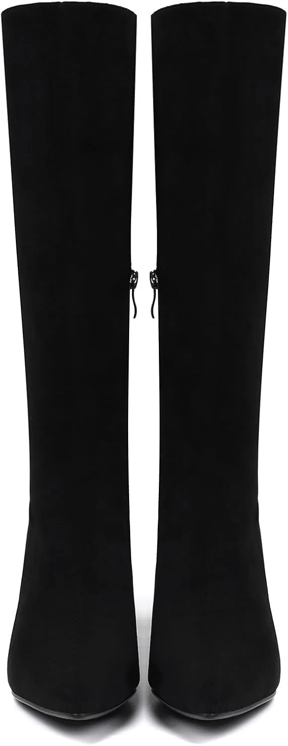 Knee High Boots Women Stiletto Heel Pointed Toe Tall Boot for Women Faux Crocodile Boots Side Zipper Fashion Long Boots