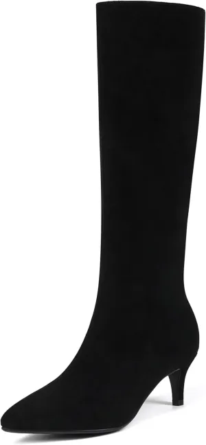 Knee High Boots Women Stiletto Heel Pointed Toe Tall Boot for Women Faux Crocodile Boots Side Zipper Fashion Long Boots