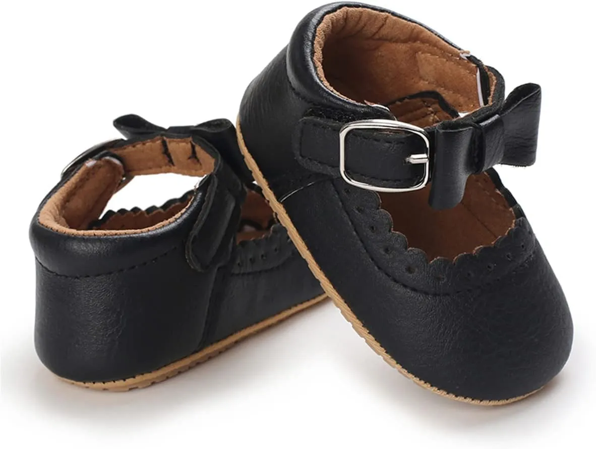 LAFEGEN Baby Girl Shoes Non Slip Soft Sole PU Leather Infant Toddler Mary Jane Flats First Walker Crib Dress Oxford Shoes 3-18 Months