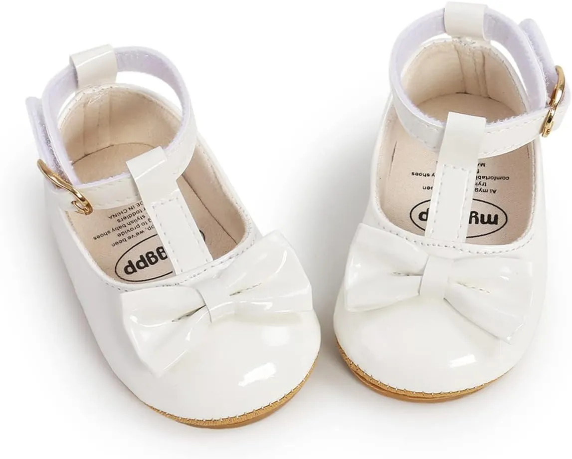 LAFEGEN Baby Girl Shoes Non Slip Soft Sole PU Leather Infant Toddler Mary Jane Flats First Walker Crib Dress Oxford Shoes 3-18 Months