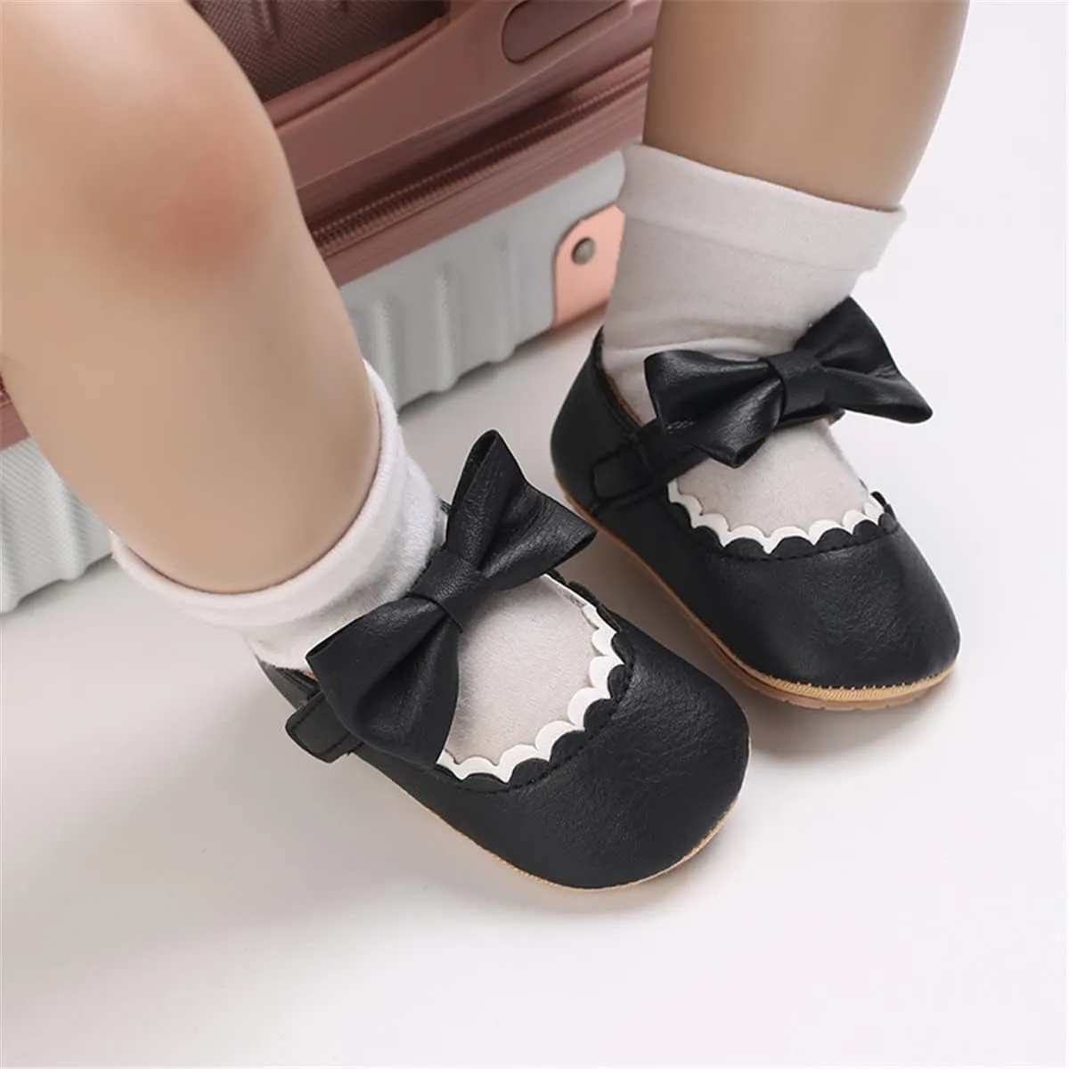 LAFEGEN Baby Girl Shoes Non Slip Soft Sole PU Leather Infant Toddler Mary Jane Flats First Walker Crib Dress Oxford Shoes 3-18 Months