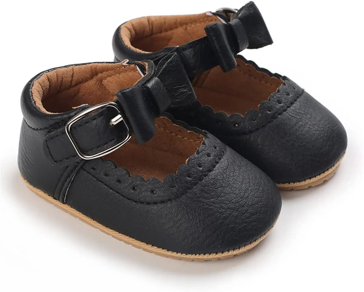LAFEGEN Baby Girl Shoes Non Slip Soft Sole PU Leather Infant Toddler Mary Jane Flats First Walker Crib Dress Oxford Shoes 3-18 Months