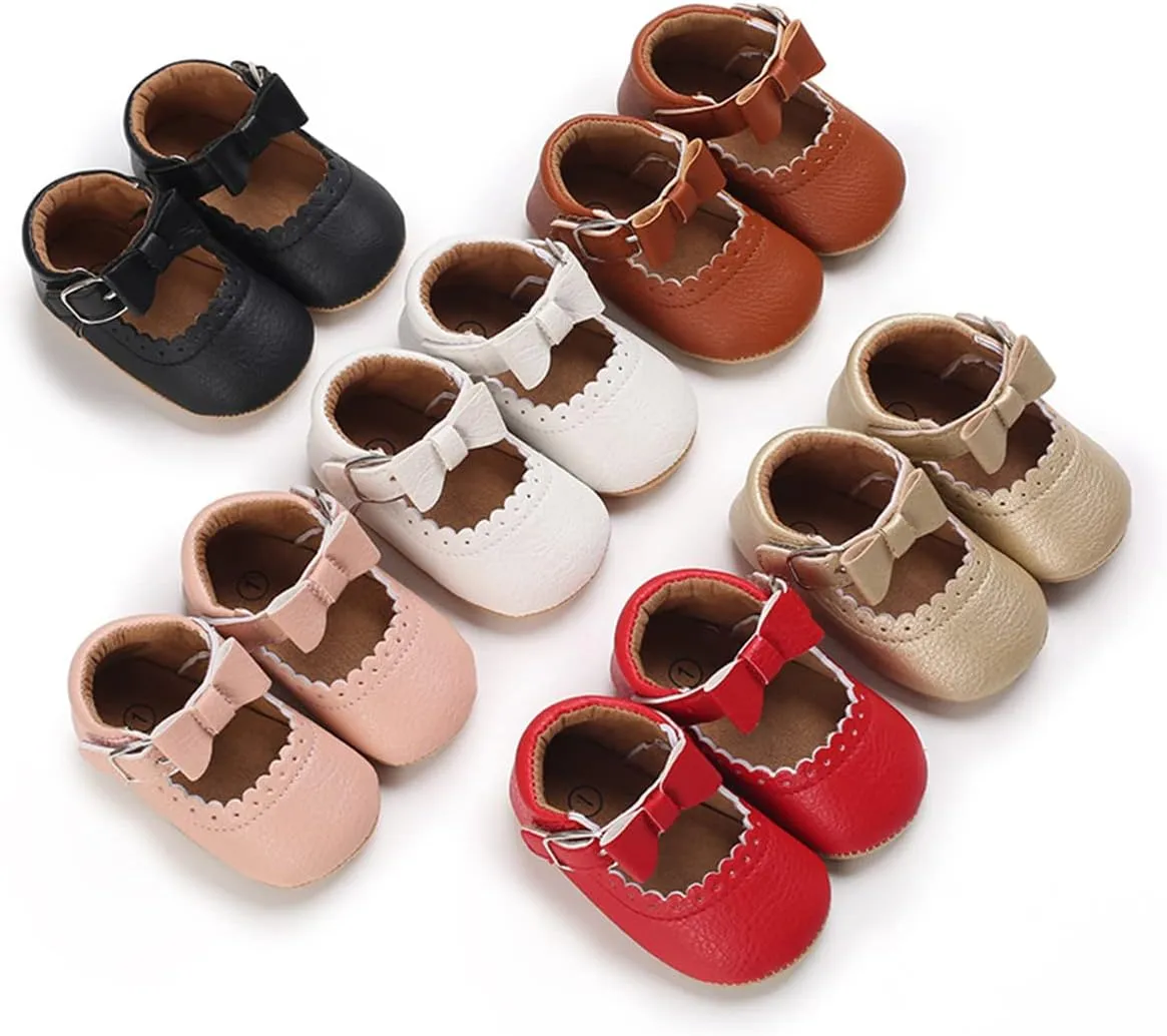 LAFEGEN Baby Girl Shoes Non Slip Soft Sole PU Leather Infant Toddler Mary Jane Flats First Walker Crib Dress Oxford Shoes 3-18 Months