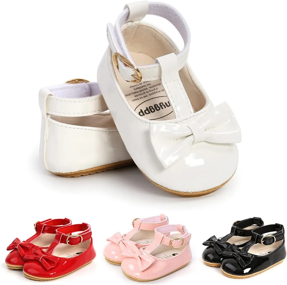 LAFEGEN Baby Girl Shoes Non Slip Soft Sole PU Leather Infant Toddler Mary Jane Flats First Walker Crib Dress Oxford Shoes 3-18 Months