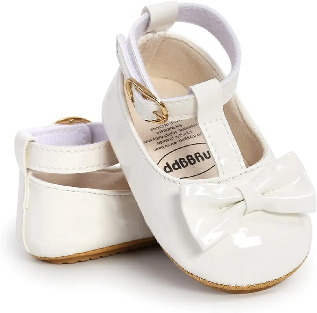 LAFEGEN Baby Girl Shoes Non Slip Soft Sole PU Leather Infant Toddler Mary Jane Flats First Walker Crib Dress Oxford Shoes 3-18 Months