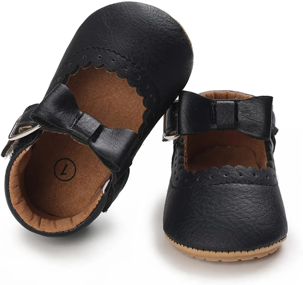 LAFEGEN Baby Girl Shoes Non Slip Soft Sole PU Leather Infant Toddler Mary Jane Flats First Walker Crib Dress Oxford Shoes 3-18 Months