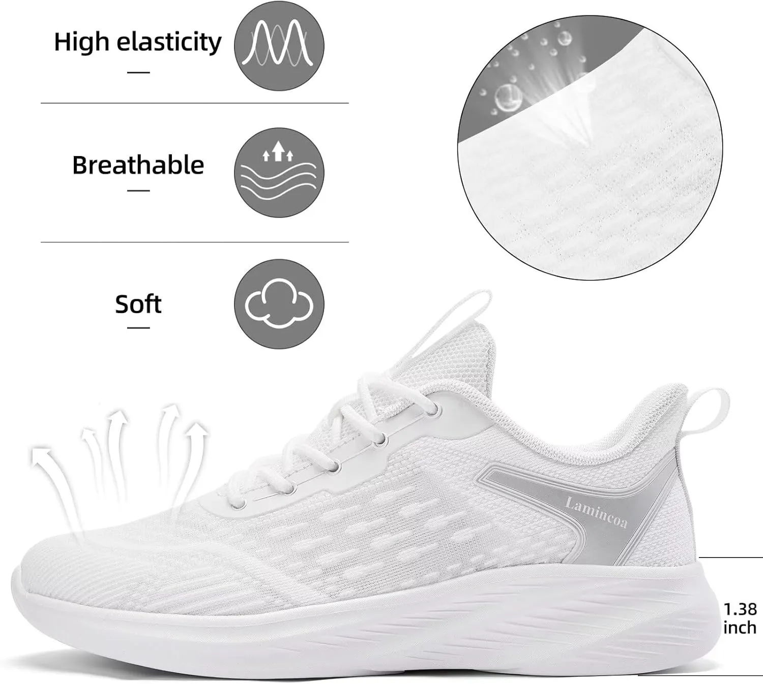 Lamincoa Women Walking Shoes Slip on Running Sneakers Lightweight Athletic Gym Workout Tennis Shoes