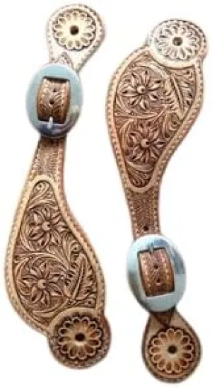 Leather Western Horse Spur Straps Handmade Genuine Tooled for Horse Riders Set of 2 Single Boots Equipment for Men-Women Craft Hardware Buckle TACK Basket Sport Equestrian Horse Spurs for Riding,SPR02