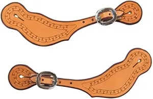 Leather Western Horse Spur Straps Handmade Genuine Tooled for Horse Riders Set of 2 Single Boots Equipment for Men-Women Craft Hardware Buckle TACK Basket Sport Equestrian Horse Spurs for Riding,SPR05