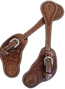 Leather Western Horse Spur Straps Handmade Genuine Tooled for Horse Riders Set of 2 Single Boots Equipment for Men-Women Craft Hardware Buckle TACK Basket Sport Equestrian Horse Spurs for Riding,SPR14